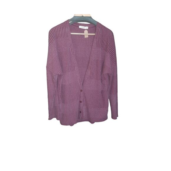 ROKOKO Womens Textured Knit Relaxed Wine Colored Cardigan Size Medium NWT - Picture 5 of 5